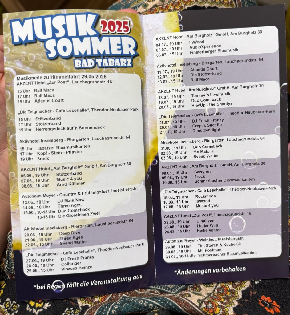 Musiksommer Bad Tabarz Programm 2025, Flyer Gemeinde Bad Tabarz