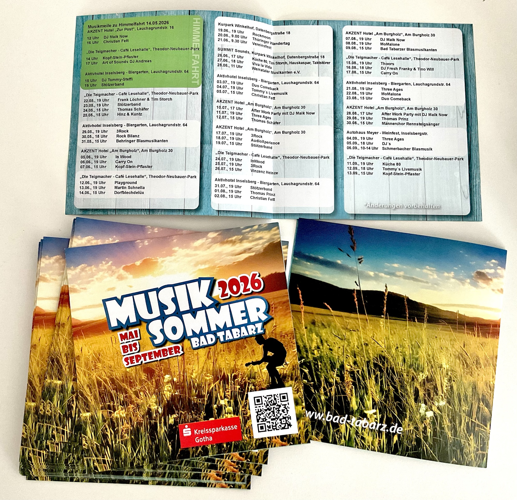 Musiksommer 2026 Bad Tabarz, Flyer von der Gemeinde Bad Tabarz
