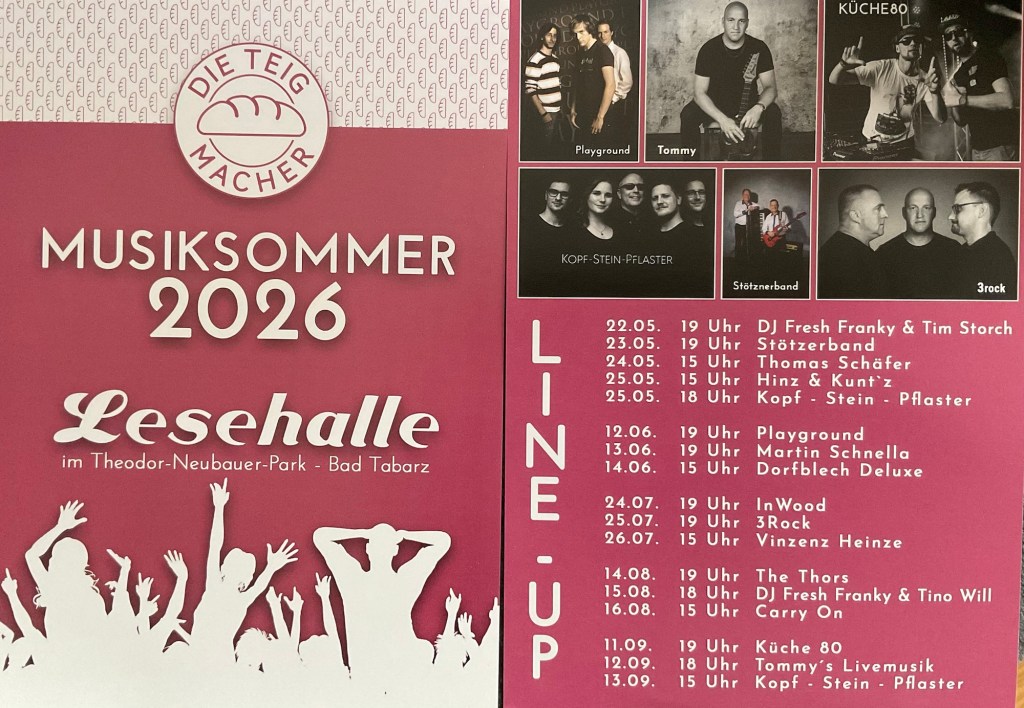 Musiksommer Programm Teigmacher Bad Tabarz 2026 Flyer